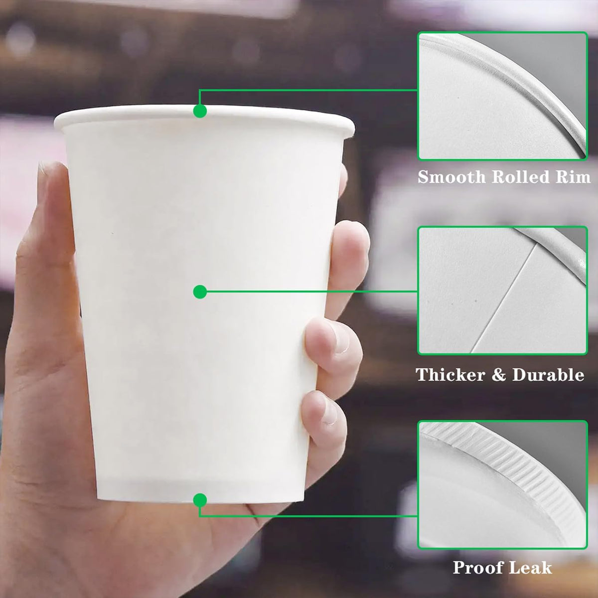 𝟐𝟏𝟎 𝐂𝐨𝐮𝐧𝐭 𝟏𝟐 𝐨𝐳 Disposable White Paper Coffee Cups, To Go Hot Cups for Coffee, Chocolate, Juice, Hot or Cold Beverage Drinking Cup Suitable for Party, Office, Travel, and Events