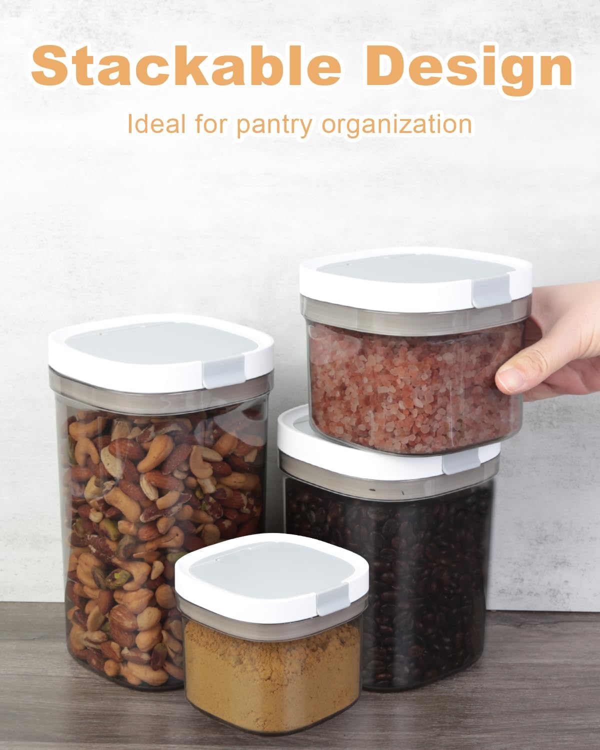Airtight Food Storage Container with Scoop, 1.6 Qt Durable Plastic Pantry Kitchen Canister for Flour, Sugar, Coffee, Includes Scoop and Lid, BPA-Free, Stackable, Easy-Clean