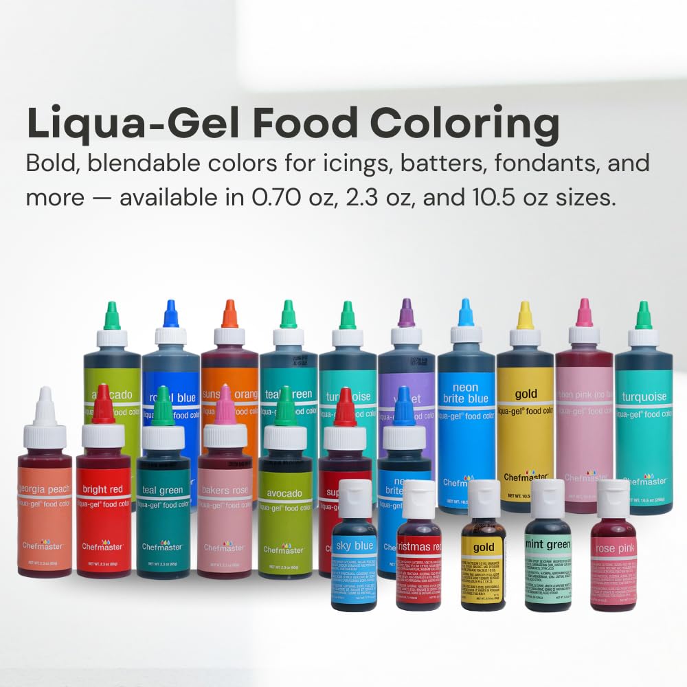 Chefmaster Golden Yellow Liqua-Gel® Food Coloring | Vibrant Color | Professional-Grade Dye for Icing, Frosting, Fondant | Baking & Decorating | Fade-Resistant | Easy-to-Use | Made in USA | 2.3 oz