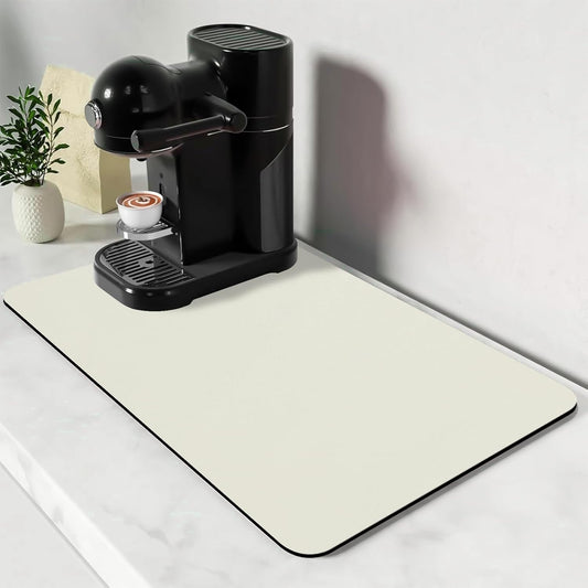 Bloss Coffee Bar Mat, Absorbent / Hides Stains / Rubber Backed - Dish Drying Mat Fits Under Coffee Maker or Espresso Machine(16.1"x24.1", Off White)