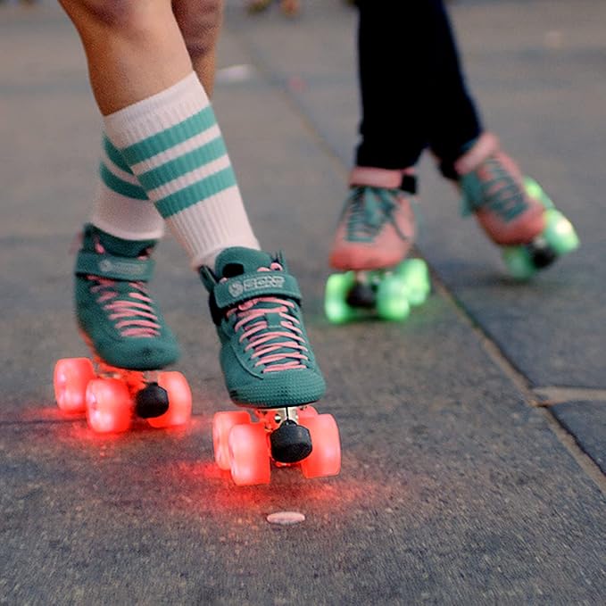 Bont Skates - Glow Light Up LED Quad Roller Skate Wheels - Recreational Street Outdoor Skating - 62x35mm 83A - Set of 4 wheels (Cherry Blossom Pink)