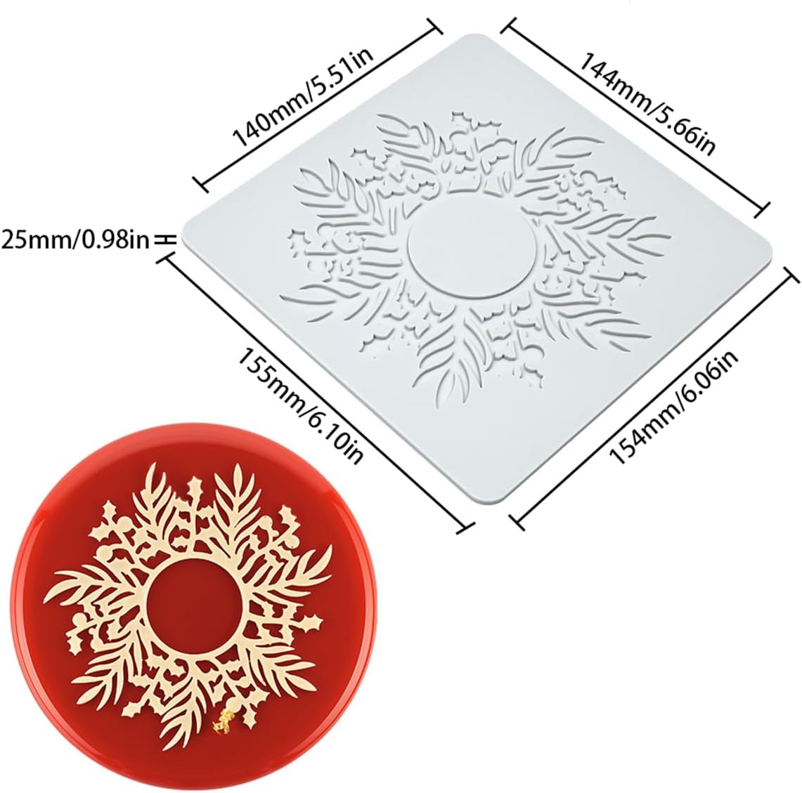 mostsom Silicone Mold 3D Hollow Out Lace Mold Lace Cake Silicone Baking Mold Wreath Design Flower and Leave Lace Mat Fondant Decorating Tool (L_ Flower Wreath)
