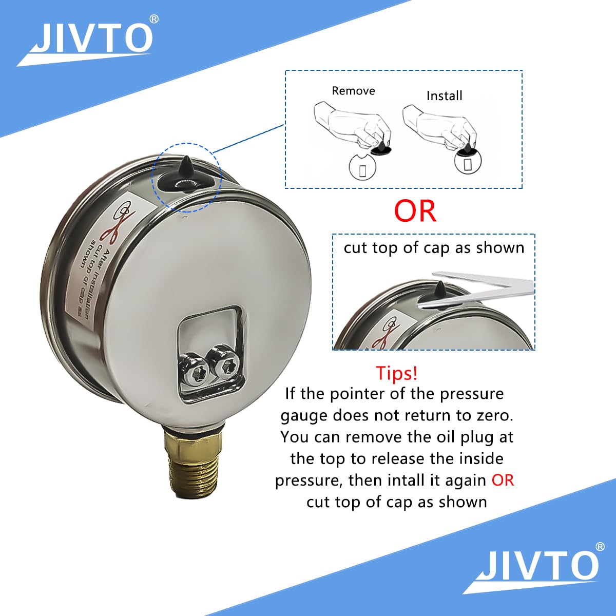 Pressure Gauge,Glycerin Liquid Filled,2.5" Dia,0-200 psi(Single Scale),1/4" NPT Brass Connection,Lower Mount, Stainless Steel Case,for Pneumatic,Pump,Hose,Well Tank,Gas Air Water Oil