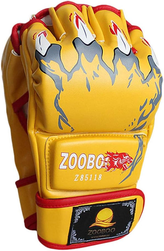 ZooBoo MMA Gloves, Half-Finger Boxing Fight Gloves MMA Mitts with Adjustable Wrist Band for Sanda Sparring Punching Bag Training