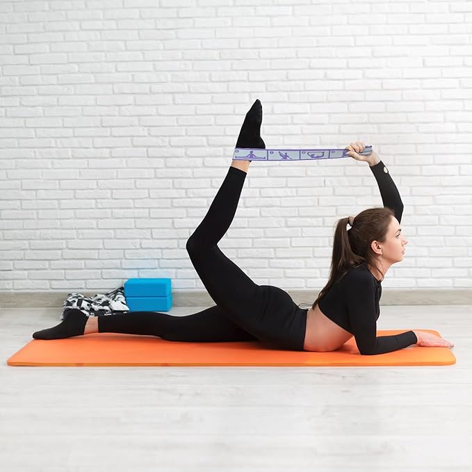 Aozora Stretch Bands for Exercise, Elastic Yoga Stretching Strap, Flex Strap 10 Loops for Physical Therapy, Pilates, Yoga, Dance & Gymnastics Exercise and Flexible Pilates Stretch Band