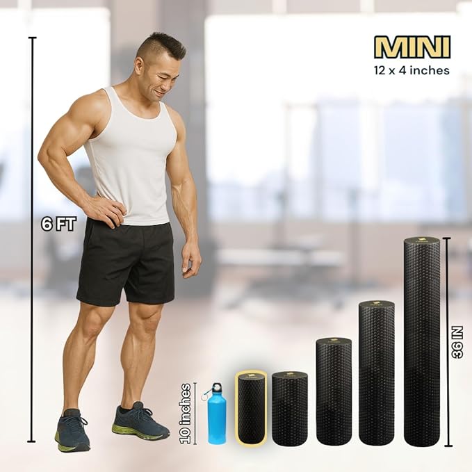 FitNation Foam Roller – High-Density Foam Muscle Roller – Textured Foam Rollers for Muscle Massage, Stretching, Pilates, Yoga