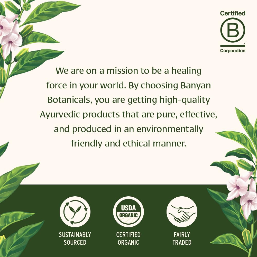 Banyan Botanicals Masala Chai – Organic Tea with Assam Black Tea, L-Theanine & Adaptogenic Herbs – Vegan, Loose Leaf, Fair Trade – 3 oz, 42 Servings