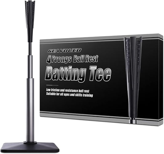 4-Prongs Ball Rest Batting Tee for Baseball and Softball， 23" to 44" Adjustable Baseball Tees for Hitting，Heave Duty Base Baseball Tee （No Included The Baseball）