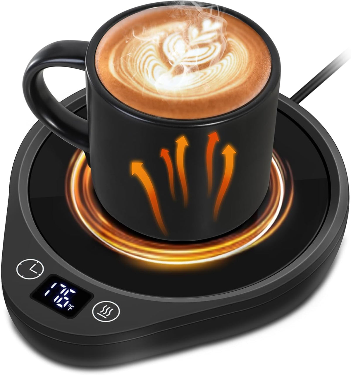 PUSEE Coffee Mug Warmer - Electric Large Candle Warmer Plate with 4H Auto Shut Off, 3-Temp Settings Cup Heater for Desk, Tea, Milk, Cocoa