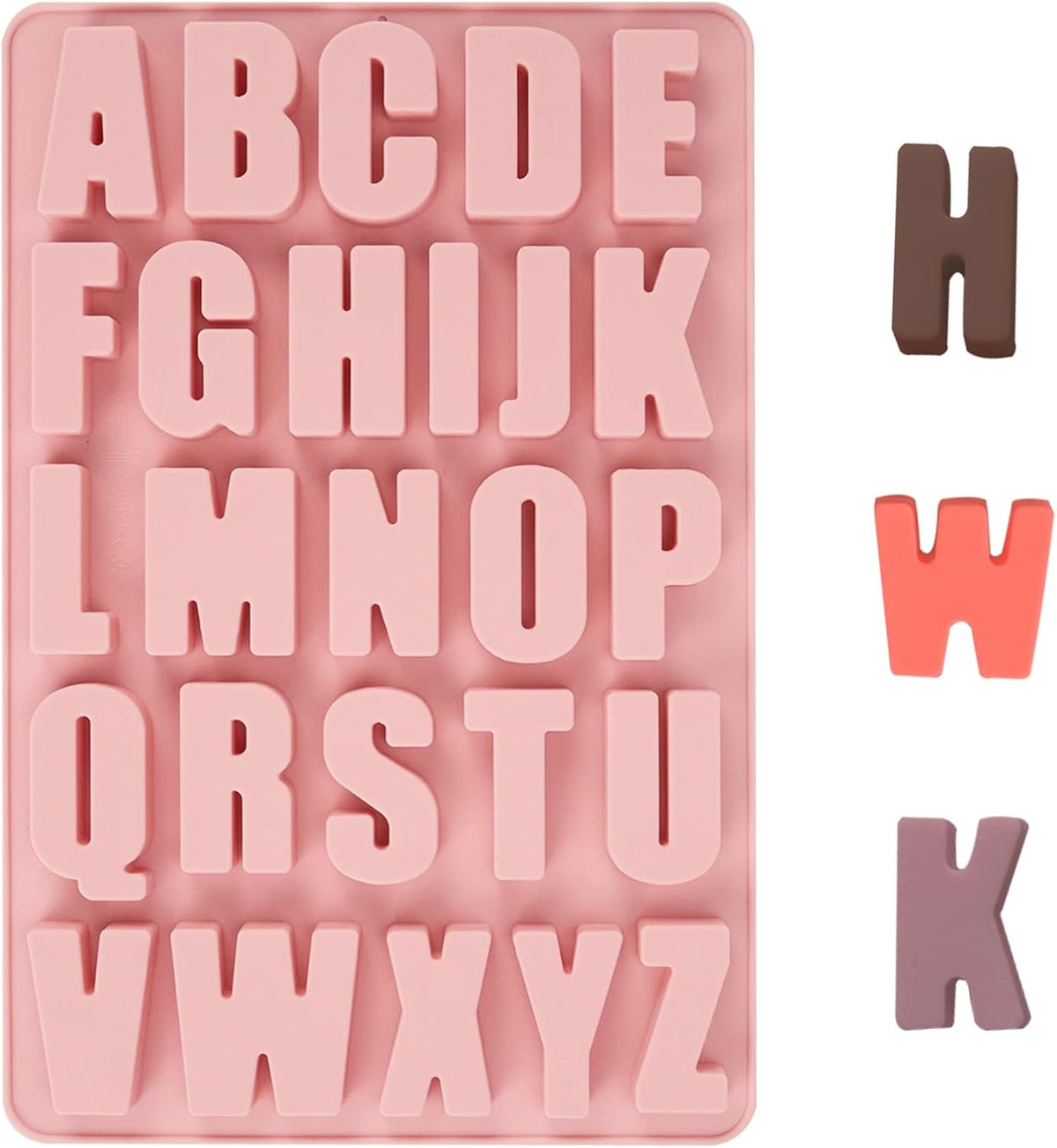 1 Pcs 26 Cavities Silicone Alphabet Chocolate Molds, Letter Molds for Chocolate, Candy, Cake, Biscuit, Large Depth, Easy Release and Clean