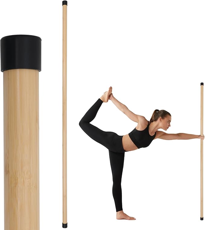 Yoga Stick, 5ft Exercise Stick for Mobility, Stretching Stick with Non-Slip Ends, Exercise Dowel for Pilates, Balance Pole and Stretch Bar for Stretching Equipment