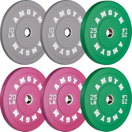 2 Inch Bumper Plates，10-500lbs，Barbell Rubber Olympic Weight Plates Set for Home Gym, Strength Training & Weight Lifting, Multiple Options Colors