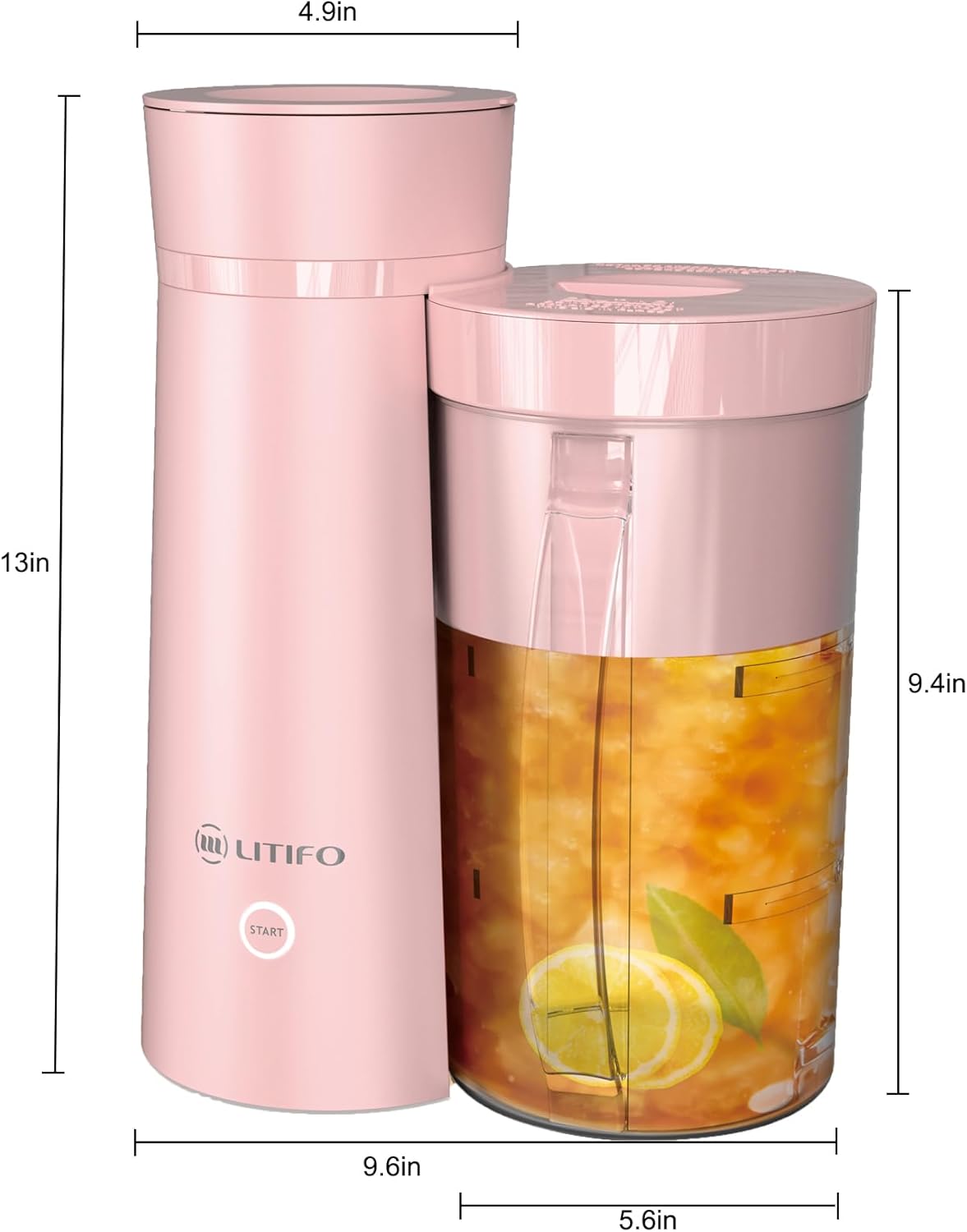 LITIFO Iced Tea Maker and Iced Coffee Maker Brewing System with 2-quart Pitcher, Perfect For Fruit Infused Tea, Lemonade, Flavored Water (Pink)