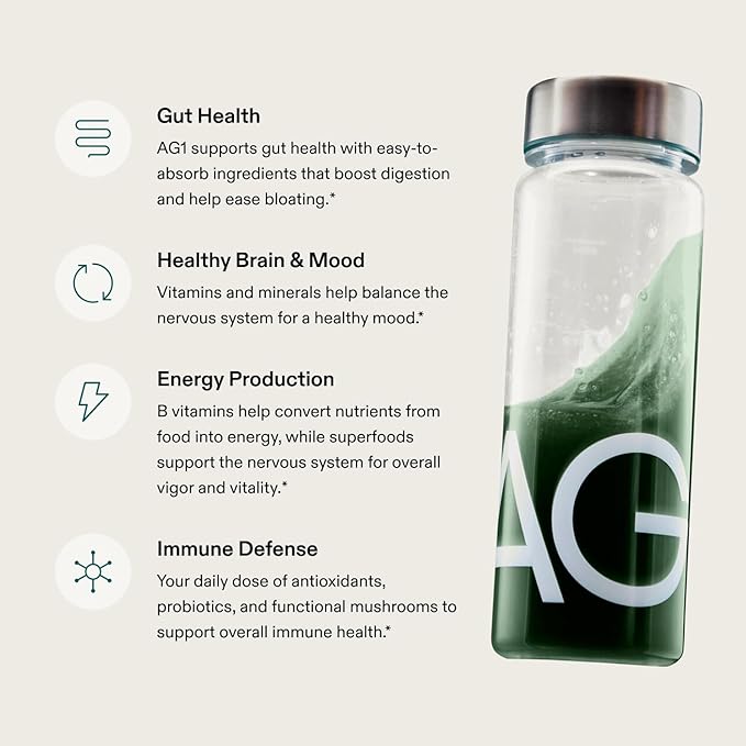AG1 Greens Powder Supplement | Improve Gut Health | Multivitamin, Probiotic, Gluten Free, Vegan and Keto Friendly | 75 Vitamins (Athletic Greens) - 2 Pack, Classic Formula (30 Servings Per Pouch)