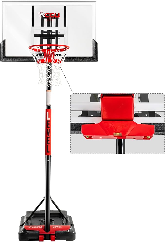 Basketball Hoop 4.7-10ft Adjustable Portable Basketball Goals System with 44-48 Inch Patented Angle Adjustable Backboard, for Kids Youth and Adults Outdoor Indoor Use