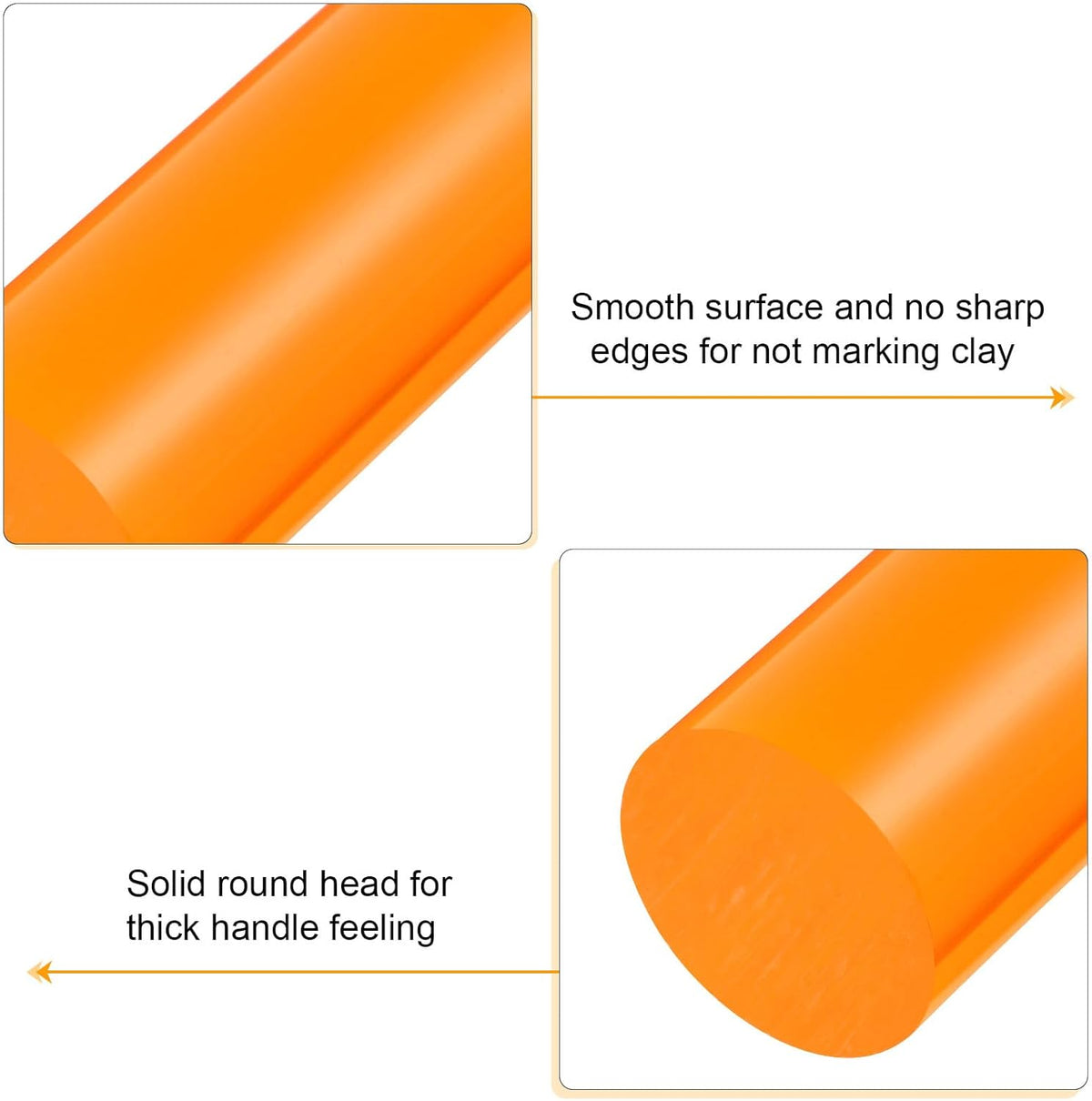 HARFINGTON Acrylic Clay Roller 9 Inch x 1 Inch Solid Non-Stick Plastic Round Tube Roller Polymer Clay Rod Fondant Rolling Pin for Shaping, Sculpting, Modeling DIY Crafts, Orange