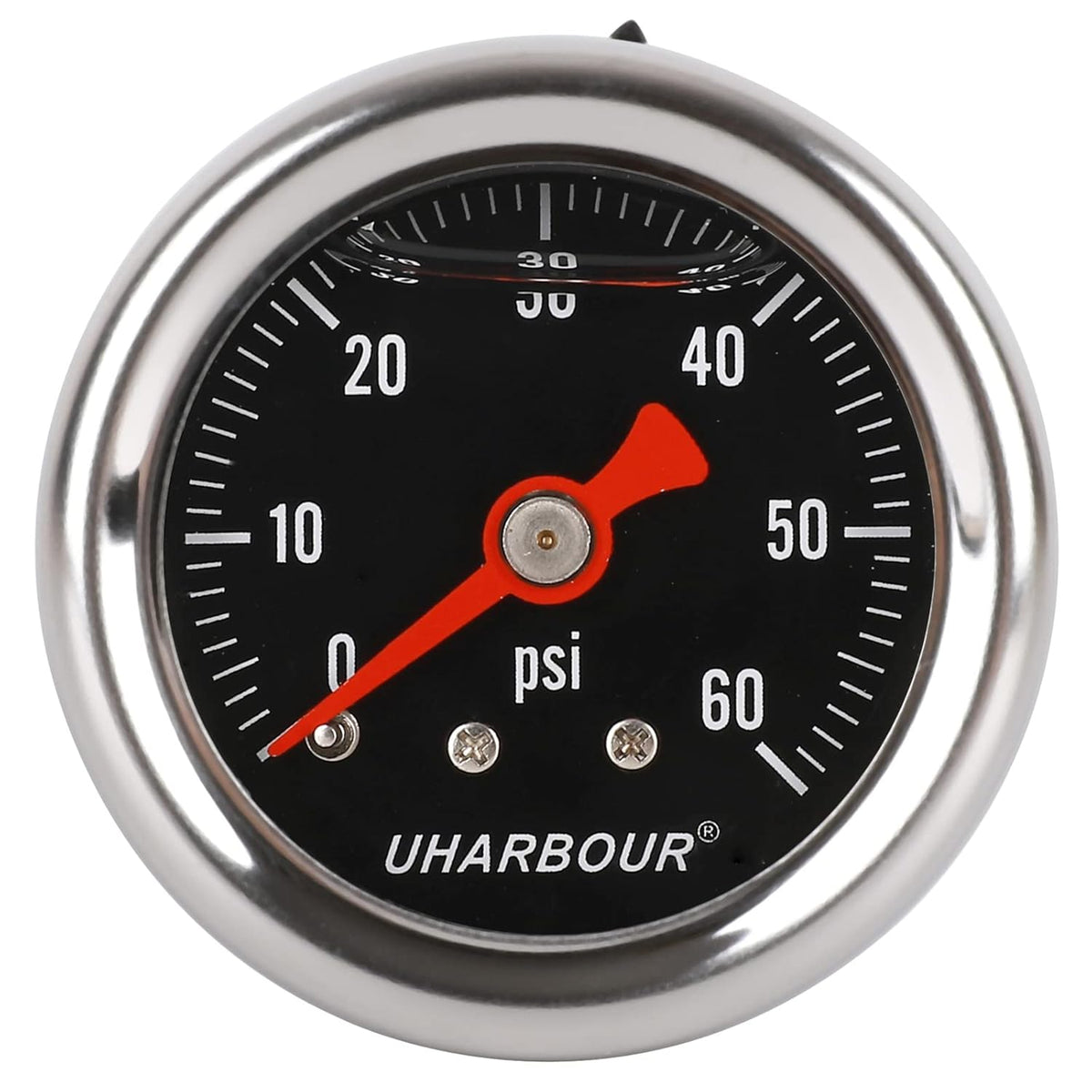 Glycerin Filled Pressure Gauge with 304 Stainless Steel Case, 1-1/2" Black Dial, 0-60Psi, High Accuracy, 1/8" NPT Center Back Mount…