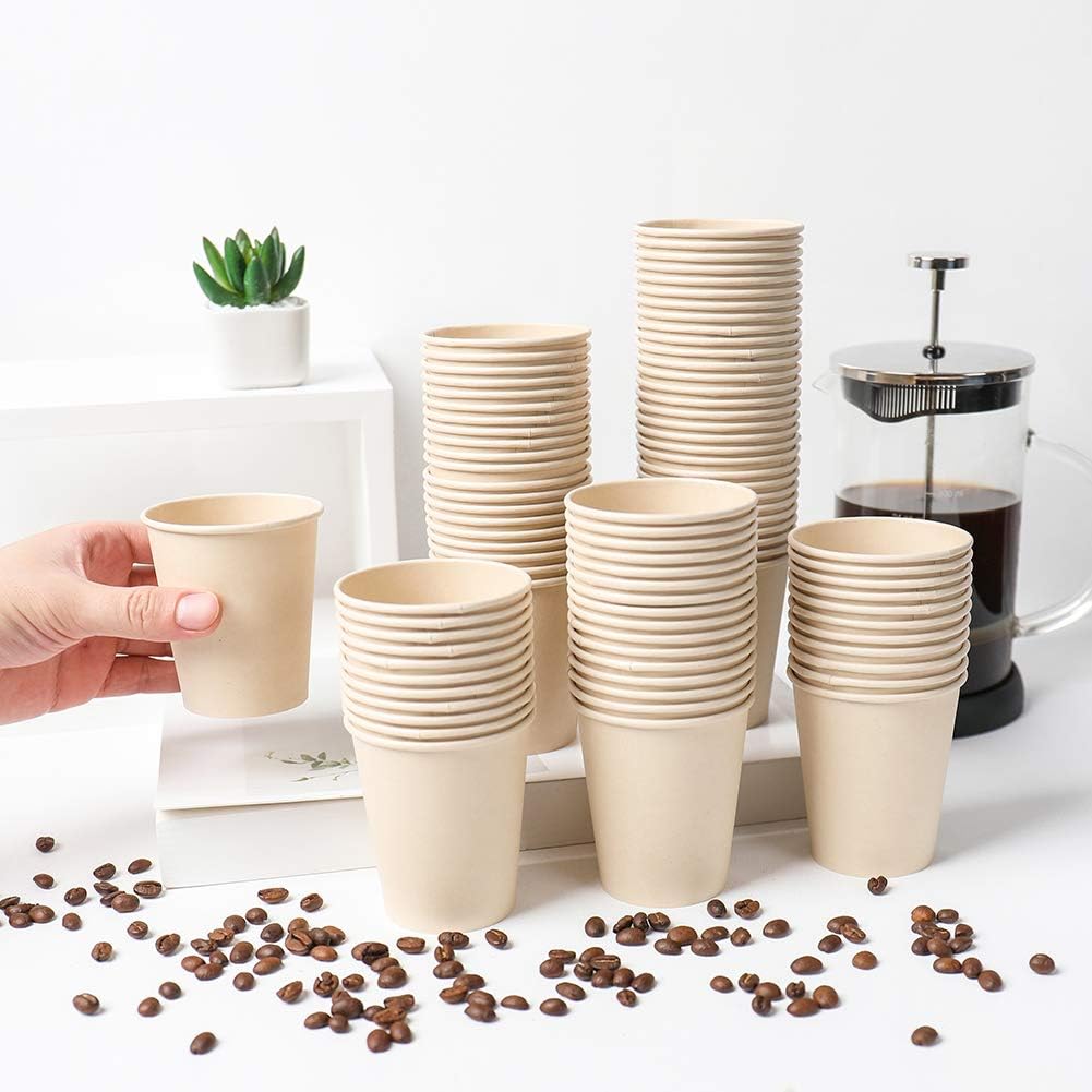 Disposable Paper Cups, Plant Fiber Brown Hot Drink Cups 160 Count 8 oz