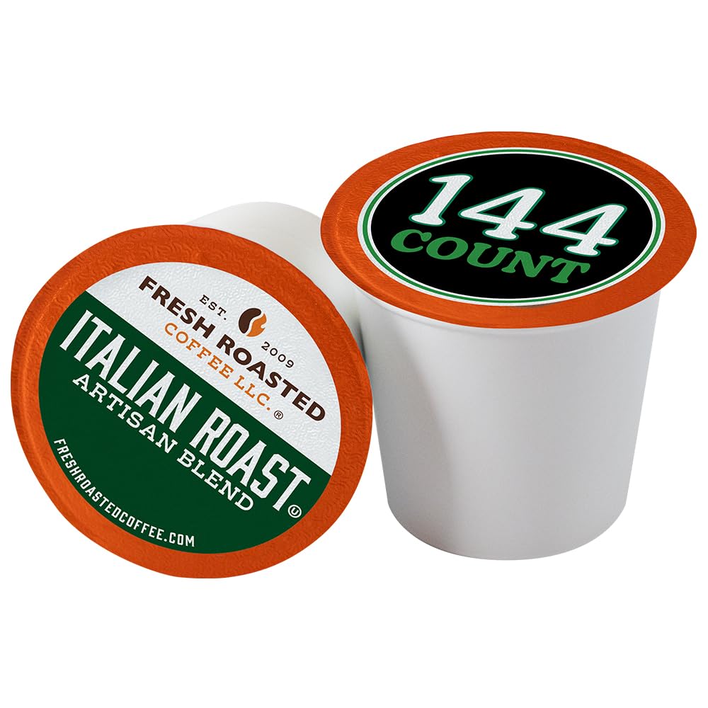 Fresh Roasted Coffee, Italian Roast, Dark, 144 Pods for K Cup Brewers