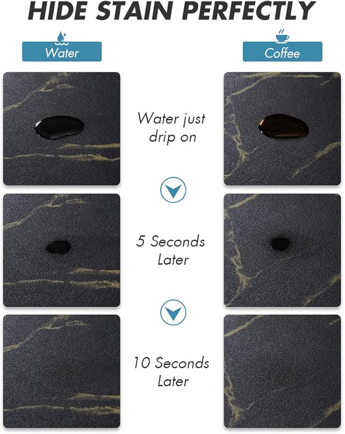 AMOAMI Coffee Mat Hide Stain Rubber Backed Absorbent Dish Drying Mat for Kitchen Counter-Coffee Bar Accessories, Black & Gold, 17"X31.5"