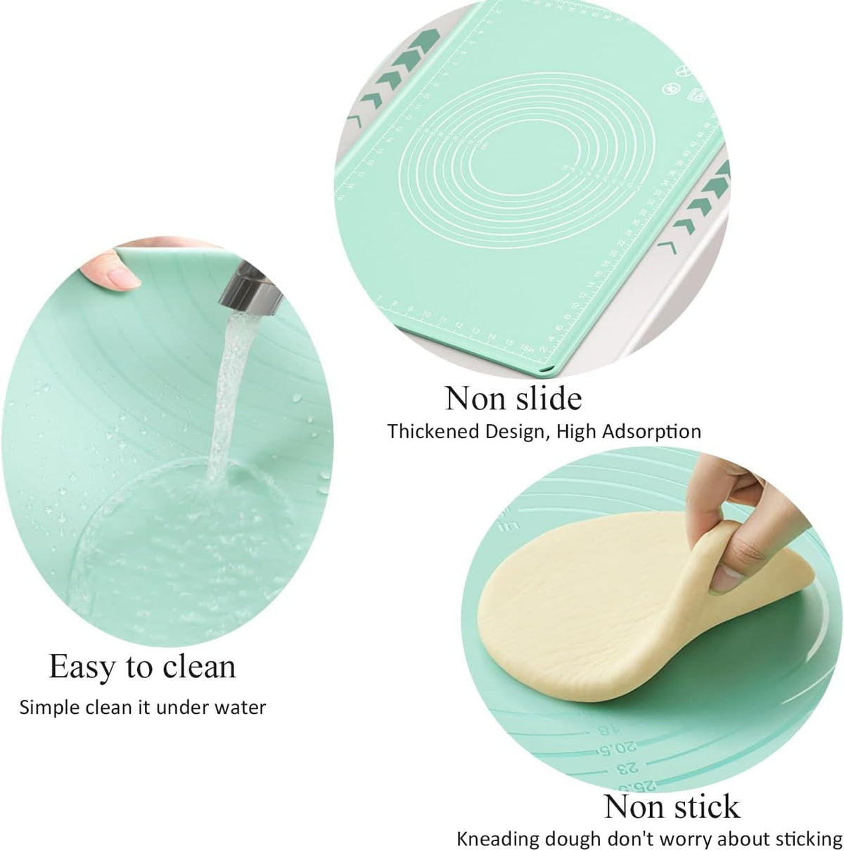 Silicone Pastry Mat 28"*20" Extra Thick Non Stick Baking Mat with Measurement Food Grade Silicone Rolling Dough Mat, Fondant, Pie Crust Mat, Kitchen Mat with Hang Holes, Raised Edge
