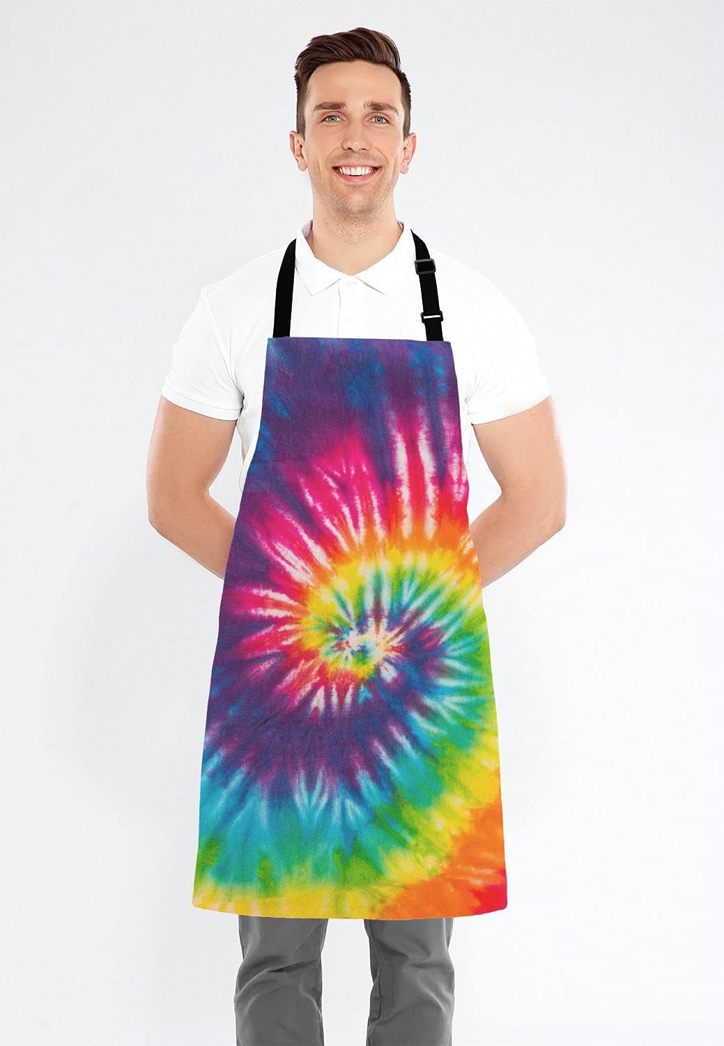 Tie Dye Kitchen Cooking BBQ Chef Apron,Funny Apron for Men, Women - Dad Presents, Presents for Men - Birthday, Mothers Day Presents for Mom, Wife, Husband, Brother, Friends