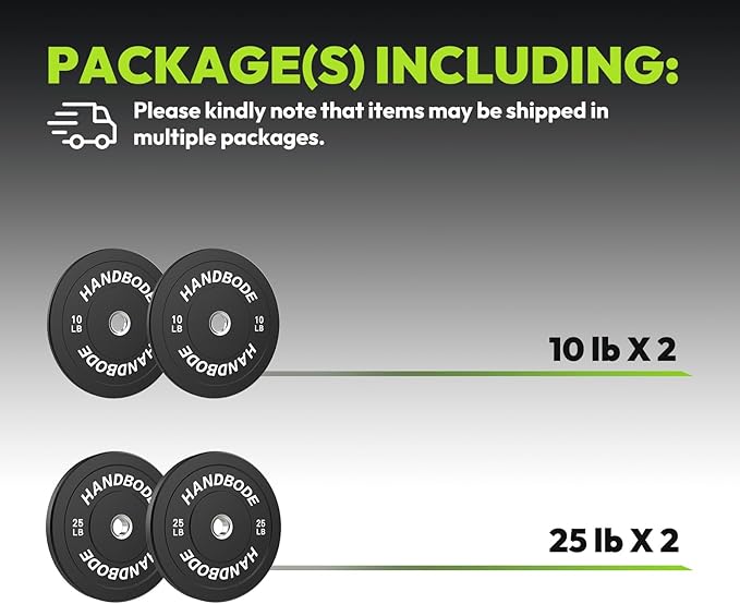 Bumper Plates 2 - Inch Olympic Weight Plate Set for Barbell, 10-55 lb Rubber Weights Sets for Home Gym, Strength Training Plate, Weight Lifting, Black