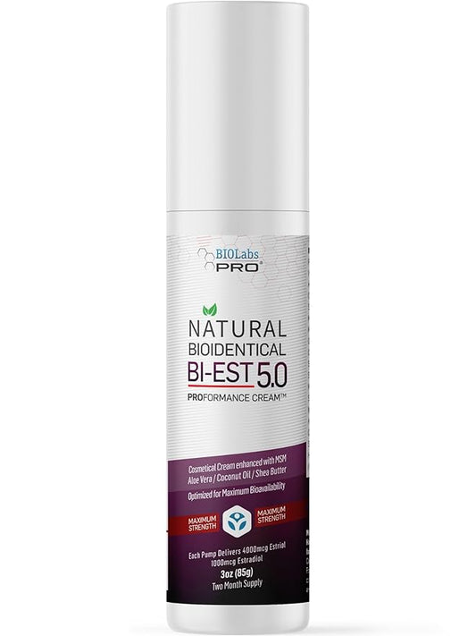BIOLABS PRO Estro Cream BiEST 5.0 - Bioidentical Max Strength Solution - 5mg Per Pump - Two Month Supply - 3oz
