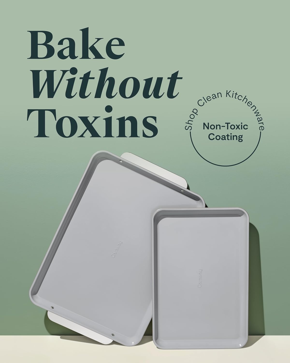 Caraway Non-Stick Ceramic Baking Sheet Duo - Naturally Slick Ceramic Coating - Non-Toxic, PTFE & PFOA Free - 18 x 13" Large & 15 x 10" Medium - Cream