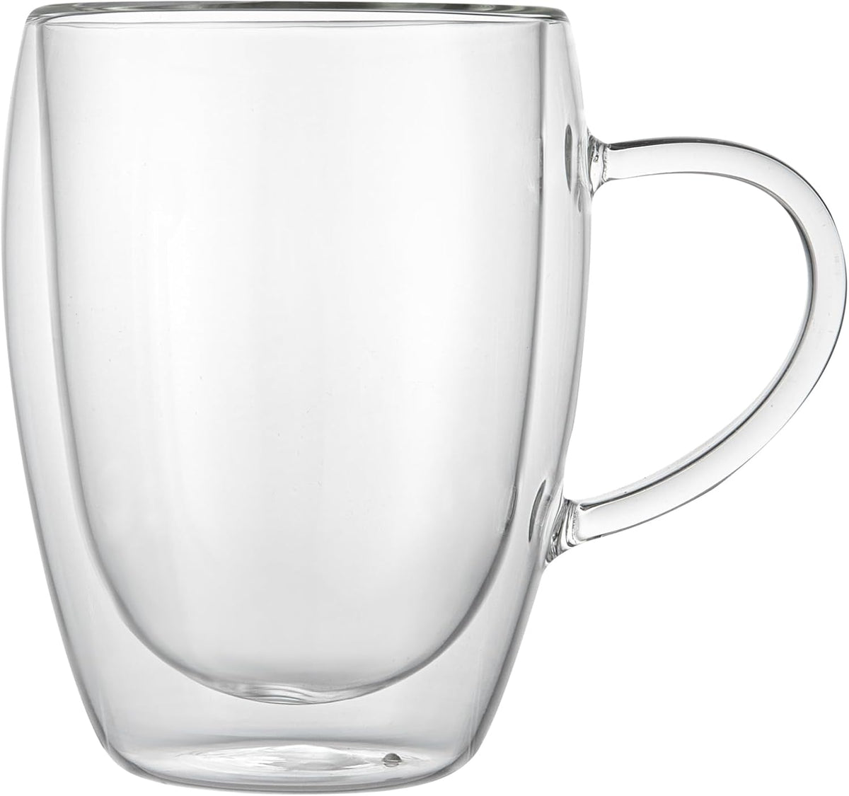Restaurantware-Forma Professional 11.8 Ounce Glass Coffee Cups, 12 Insulated Coffee Cups With Handle - Dishwashable, Reusable, Clear Double Wall Beverage Tumblers, Freezable For Hot Or Cold Beverages