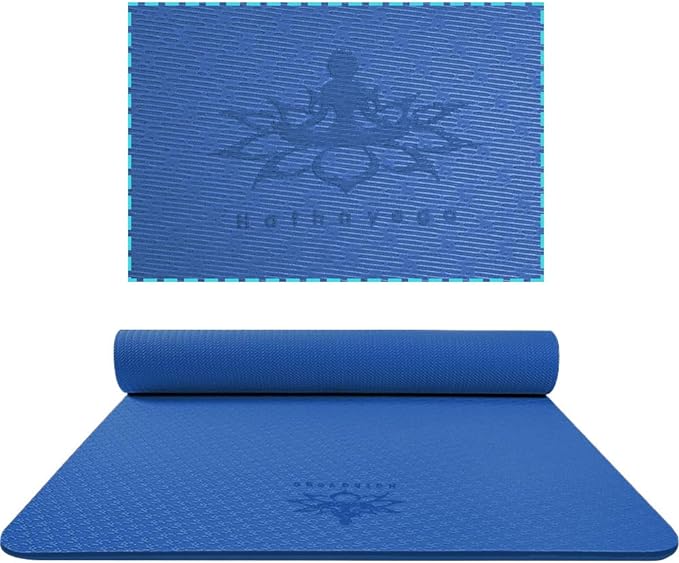 Hatha Yoga Extra Thick TPE Yoga Mat - 72"x 32" Thickness 1/2 Inch -Eco Friendly SGS Certified - With High Density Anti-Tear Exercise Bolster For Home Gym Travel & Floor Outside