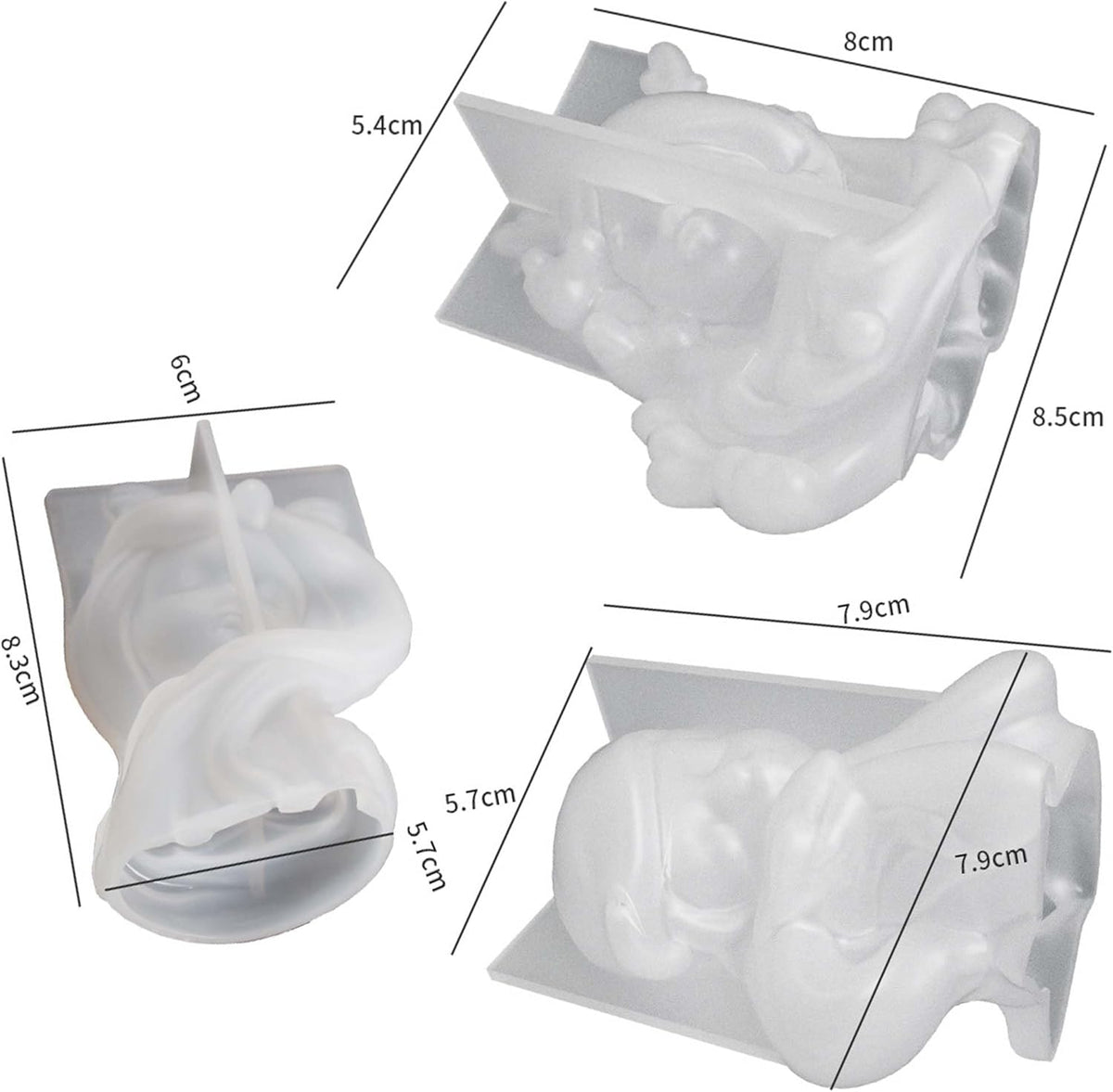 3 Pack Sleep Beauty Candle Mold - Resin Casting Silicone Molds for Home Decor & Candle Making Wave Spiral Mold