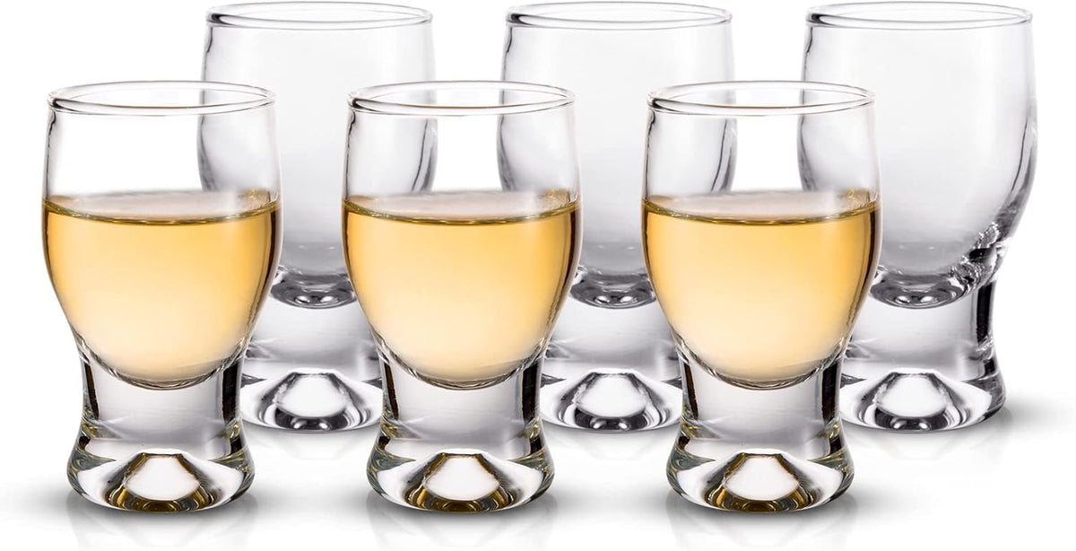 M&N HOME 6 Pack Shot Glass Set, Glass , Cute Shot Glasses, 2 Oz Clear for Wedding , Mini Brandy Sniffers, Liquor Glasses