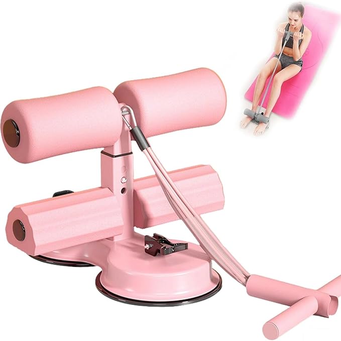 Ab dominal training aid, double suction cup trainer, three-level height adjustment, multifunctional adjustable abdominal trainer with drawstring, suitable for home fitness