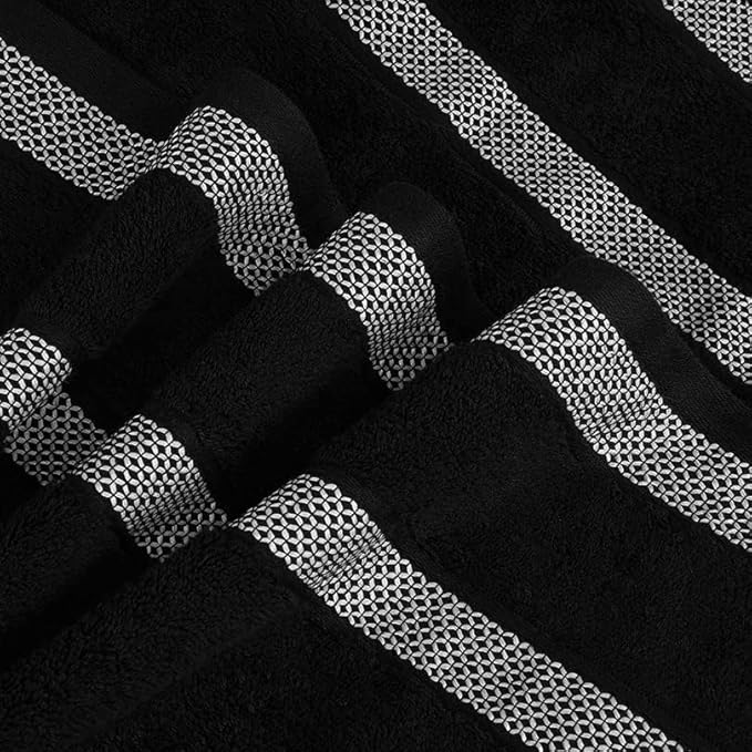 CASA COPENHAGEN, Solitaire 10 Pieces Hand Towel Set- Jet Black, 600 GSM, 16x28 Inches, Designed in Denmark Super Soft Egyptian Cotton Towels for Bathroom & Kitchen