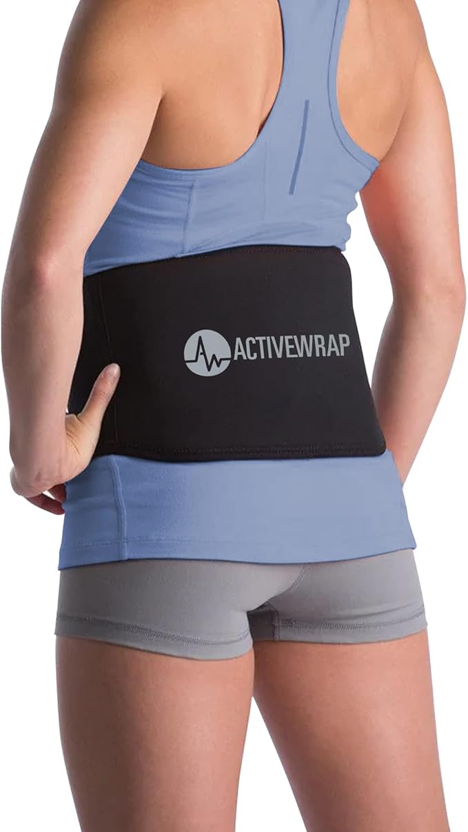 ActiveWrap Back Heat Ice Wrap with Reusable Gel Pack and Support. for Sciatica, Lumbar Strains, Stiffness & Low Back Pain Relief. Portable Heat Compress for Spine Recovery. Hot and Cold Therapy
