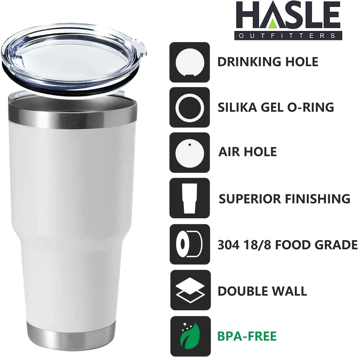 HASLE OUTFITTERS 30oz Stainless Steel Tumbler, Double Wall Vacuum Insulated Travel Mug Tumbler, Durable Insulated Coffee Mug, Gift Box Set (White, 12)