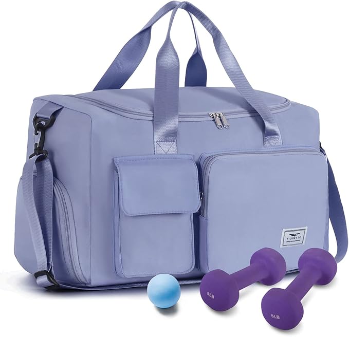 FIORETTO Women's Gym Duffle Bag with Shoes Compartment, 37L Capacity, Ideal for Travel, Gym, Sports, Duffel, Weekender