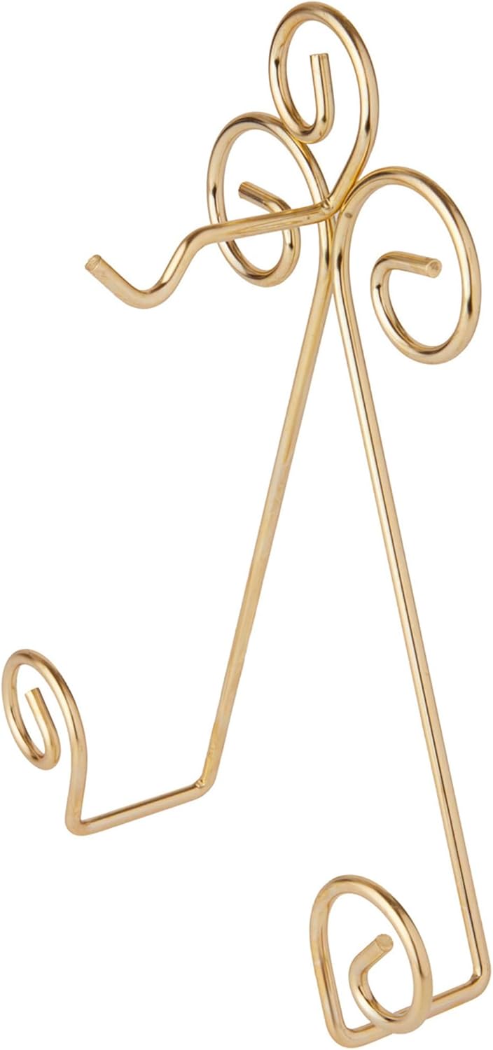 Bard's Scroll Satin Gold-toned Wall Mountable Cup and Saucer Hanger, 8" H x 6.5" W x 1.75" D, Pack of 12