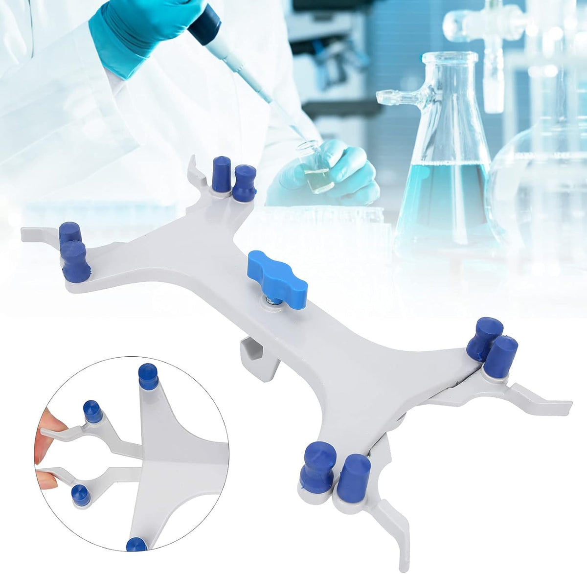 Aluminum Burette Clamp Accessory Dual Burette Aluminum Rubber Clip Holder Burette Clip Titration Stand Accessories Aluminum Butterfly Clip Titration Clip Buret Clamp