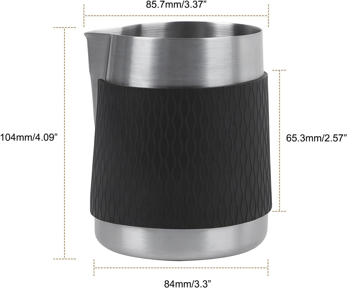 IKAPE Espresso Milk Pitcher, 15.04/450ml Milk Frothing Jug without Handle, Espresso Steaming Pitcher with Sharp Spout for Espresso Barista Tool(silver)