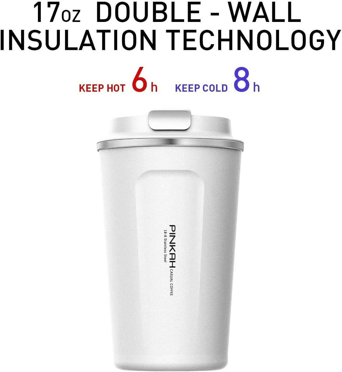 12OZ Travel Coffee Mug, Double Walled Stainless Steel Insulated Vacuum Coffee Tumbler, Thermal Cup with Lid, for Hot and Cold Drinks