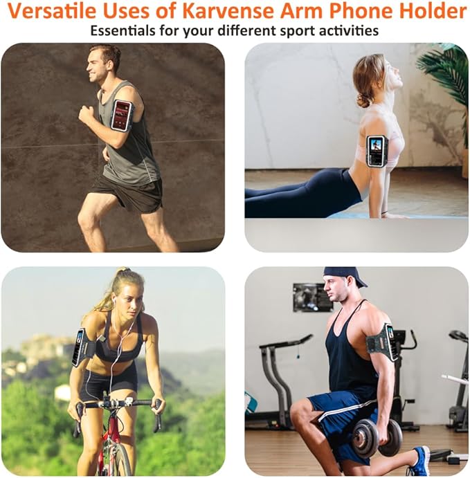 Arm Band for Phone for Running, Phone Holder for Running for iPhone & Samsung Galaxy, Cell Phone Armband Holder for Walking, Gym, Workout, w/Adjustable Strap&Zipper Pocket (Black Heather-S)