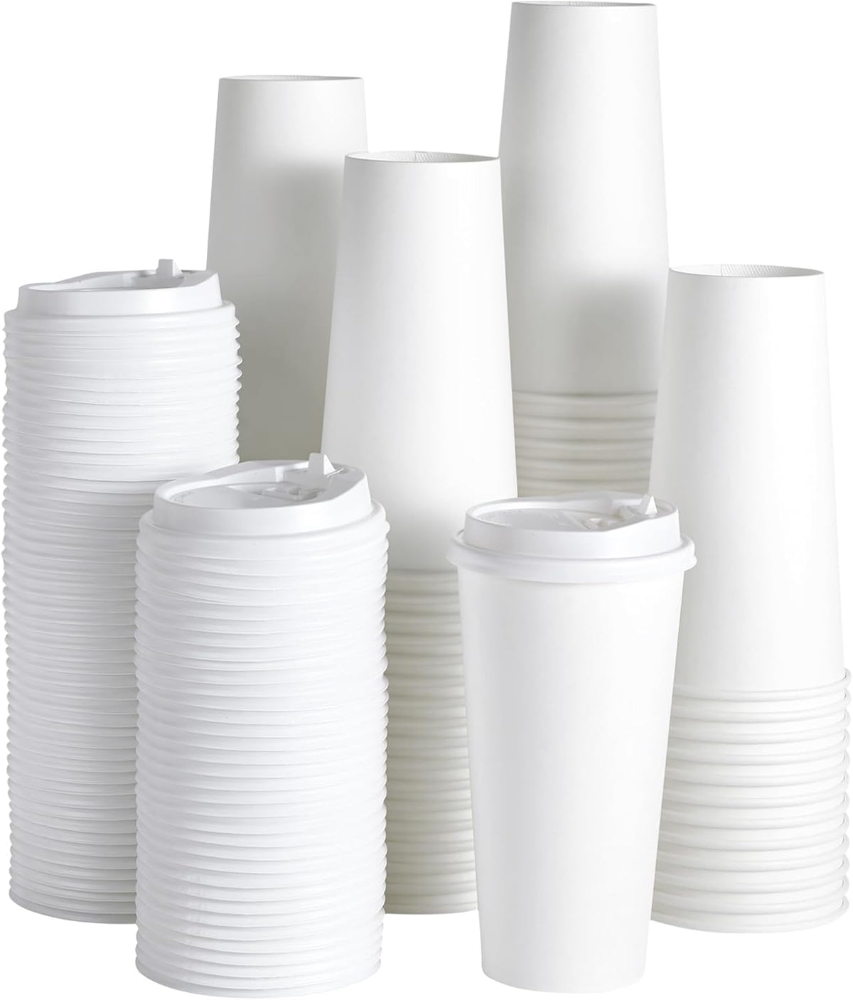 JOLLY PARTY [100 Pack] 20 oz Paper Coffee Cups, Disposable Paper Coffee Cup with Lids, Hot/Cold Beverage Drinking Cup for Water, Juice or Tea, Suitable for Home, Shops and Cafes