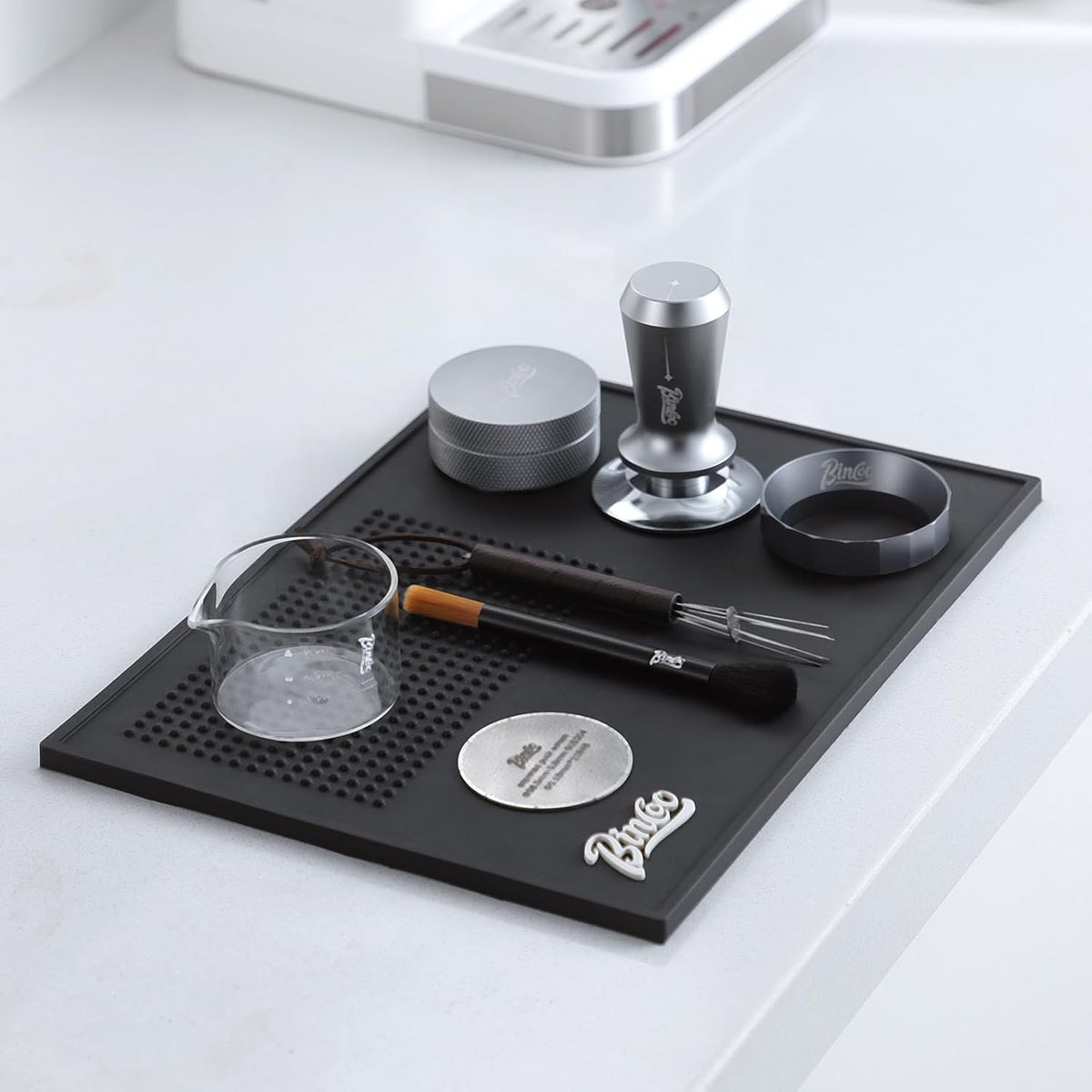 Espresso Tamping Mat - Thick Silicone Tamper Mat Coffee Bar Mat, Non-slip Coffee Tamper Holder Pad for Baristas Home