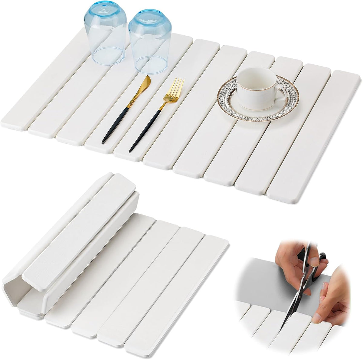 Large Stone Drying Mat for Kitchen Counter, Collapsible Quick Dry Stone Bath Mats for Bathroom, Ultra Absorbent Diatomaceous Earth Dish Stone Mat for Dishes Cups Cookware Countertop, 23.23'' x 15.4''