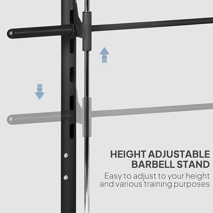 Soozier Squat Rack with Pull-Up Bar, Adjustable Power Rack with Barbell Bar, Multi-Functional Bench Press Rack for Home Gym Strength Training