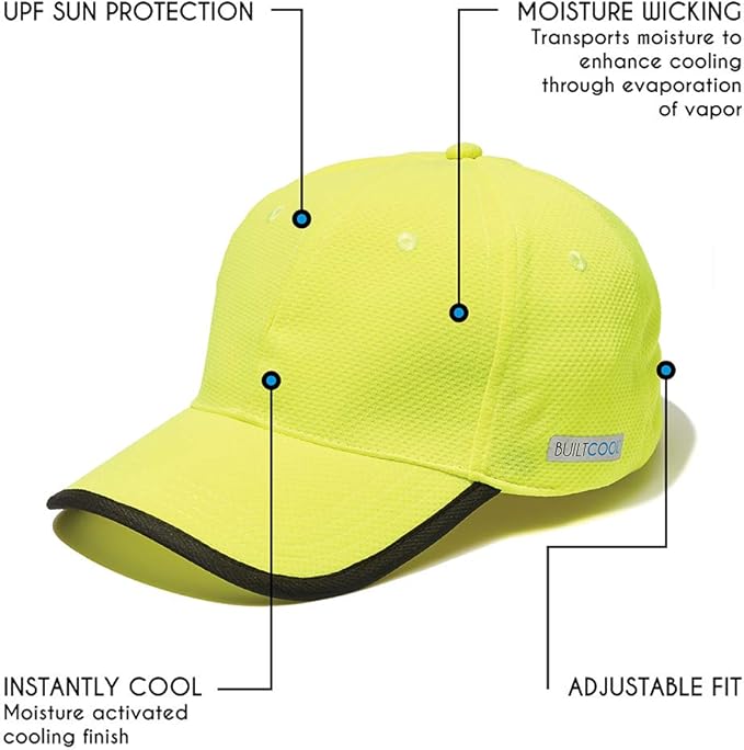 BUILTCOOL Adult Cooling Baseball Hat ??Men & Women Moisture Wicking, Mesh Back, Lightweight, Performance Ball Cap