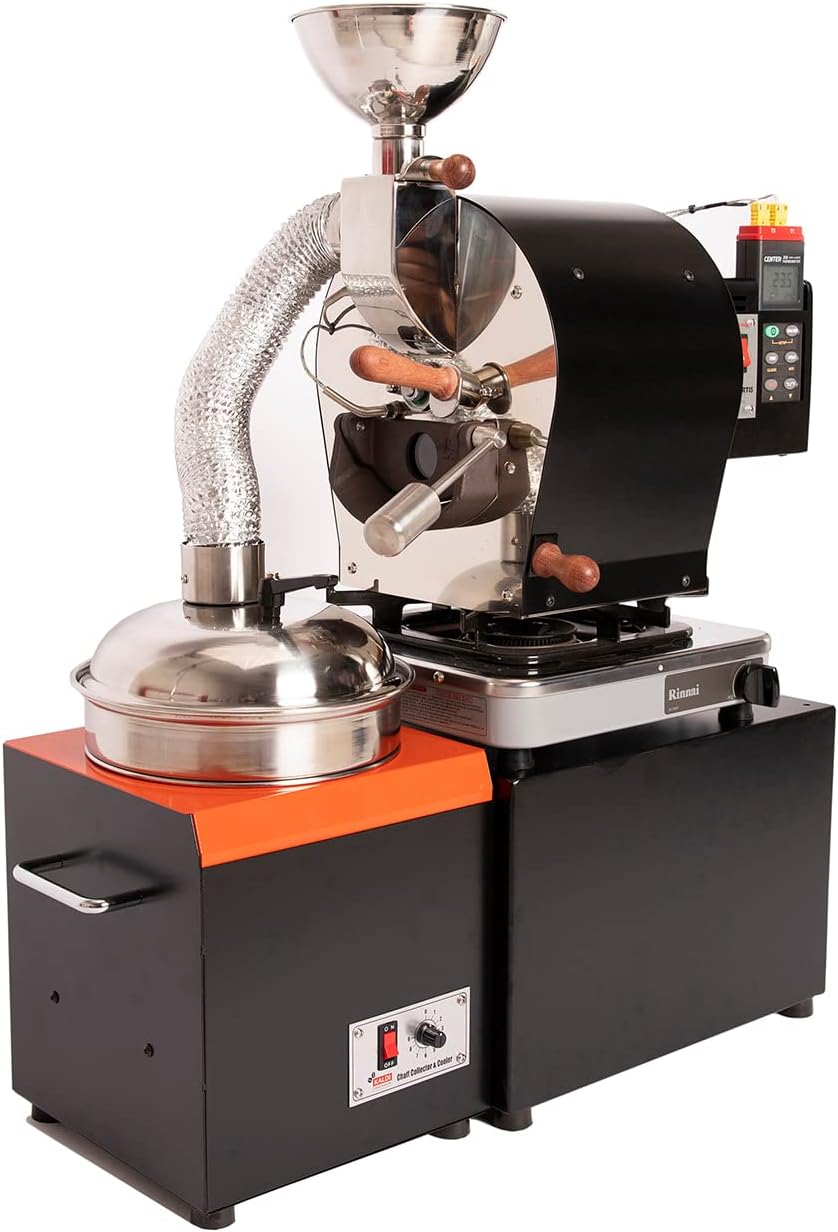 Kaldi Fortis Coffee Roaster with Accessories, 600g Batch, Gas burner is required. (Semi-Convective Type, Dual Data Logger Thermometer)