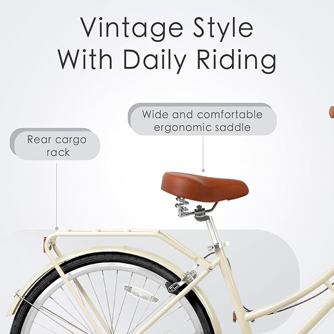 AVASTA Astrid Vela Hybrid Bike for Adult Women Female Lightweight Step Through 26 Inch High Tensile Steel Frame City Commuter Comfort Lady Bicycle, 6-Speed, Multiple Colors